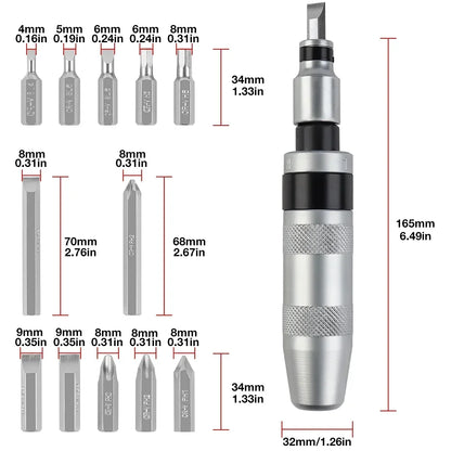 Purilite Select | Manual Impact Screwdriver Set | 7 / 12 / 13 PCS Reversible Impact Driver Kit | Heavy Duty Hand Repair Tool