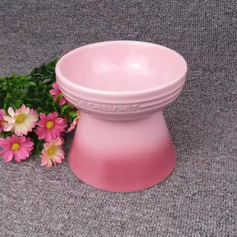 Ceramic Tall Pet Bowl – Anti-Spill Elevated Cat & Dog Food Bowl