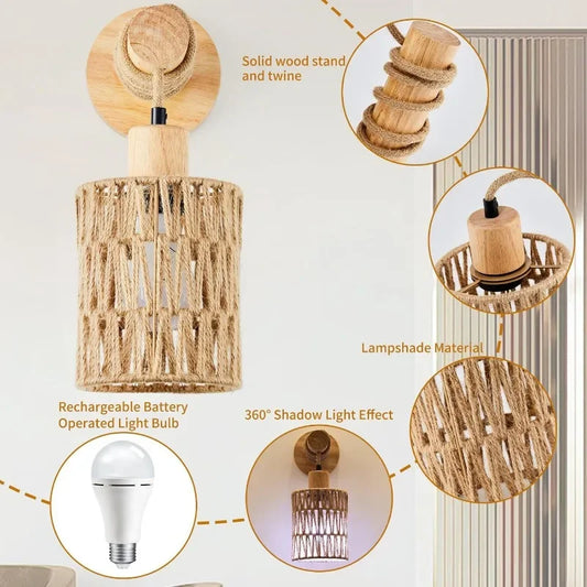 Purilite Select Hemp Rope Design Bedhead Wall Lamp