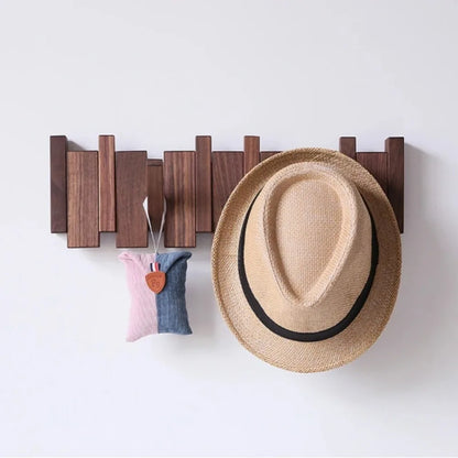 Purilite Select Creative Wall Mounted Wood Coat Rack | Piano Key Shaped 8 Hooks | Hats and Jacket Organizer | Entry Door and Home Decor