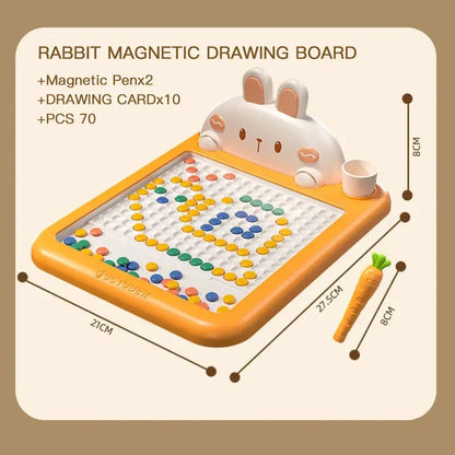 Purilite Select Rabbit Magnetic Drawing Board for Kids – Montessori Magnetic Bead Doodle Toy with Pen & Cards