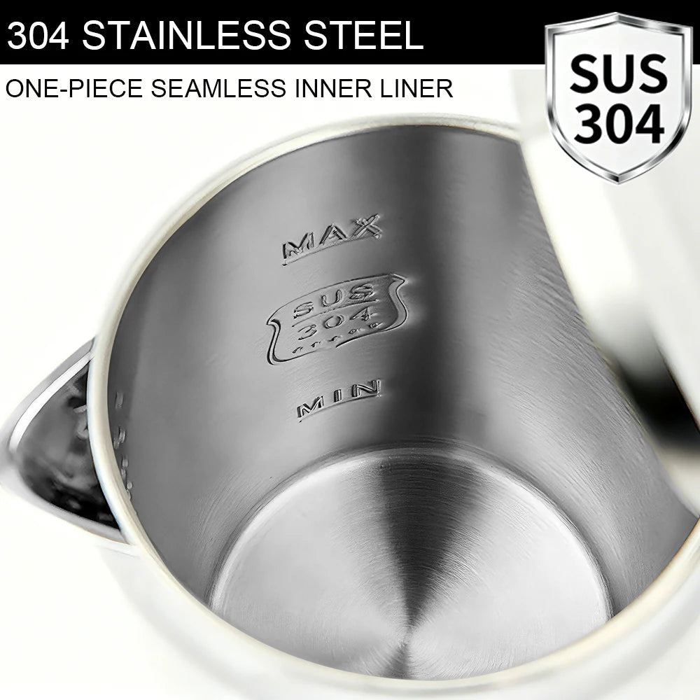 Purilite Select 2.0L 304 Stainless Steel Electric Kettle | Double-Layer Anti-Scald Fast Boiling Water Boiler