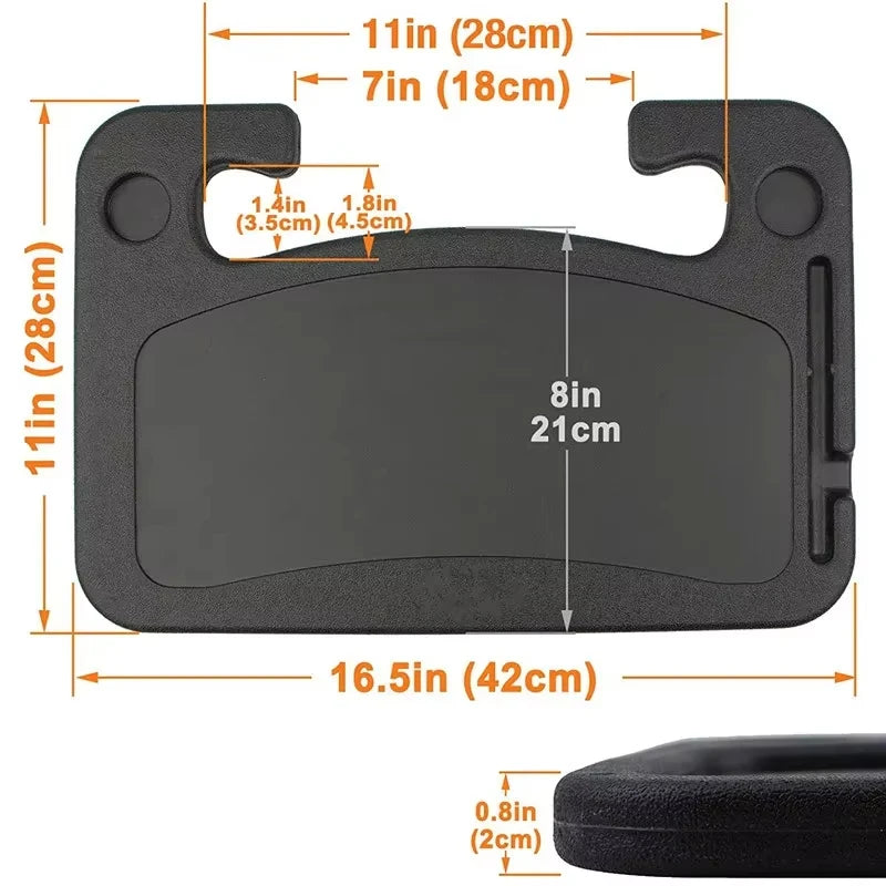 Purilite Select Universal Car Steering Wheel Table Tray | Portable Laptop Desk | Food & Drink Holder | Multi-Function Car Accessory
