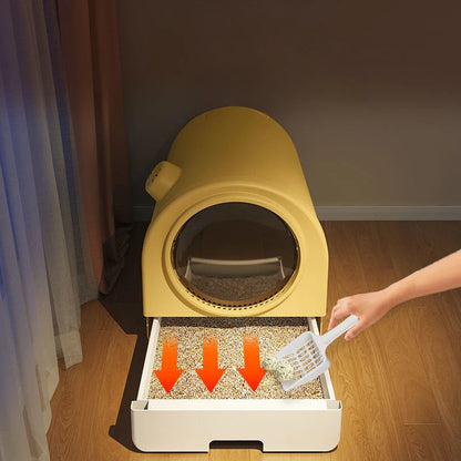 Purilite Select Fully Enclosed Extra Large Drawer-Style Cat Litter Box with Splash-Proof Space Capsule Design