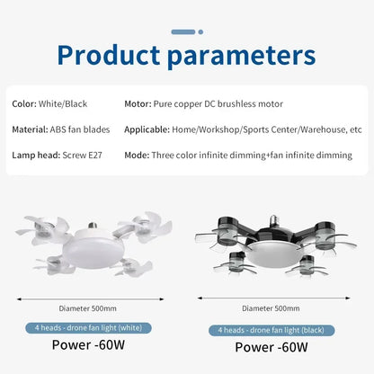 Purilite Select Intelligent Ceiling Fan Light | E27 Socket | High Power Airflow | Silent LED Fan Light for Kitchen & Restaurant