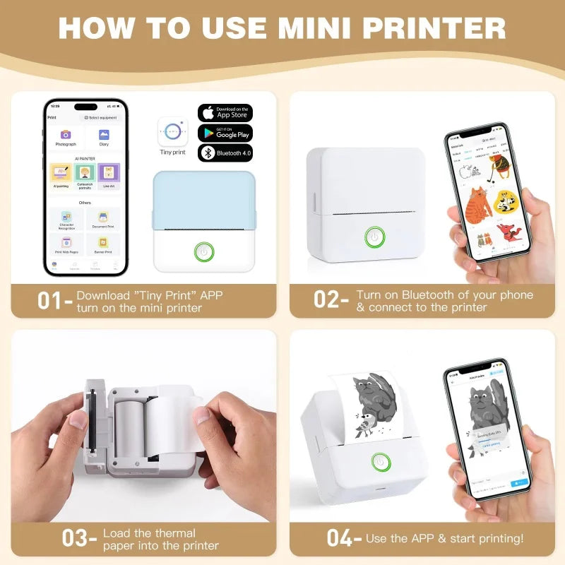 Purilite Select X6 Mini HD Portable Sticker Label Printer
