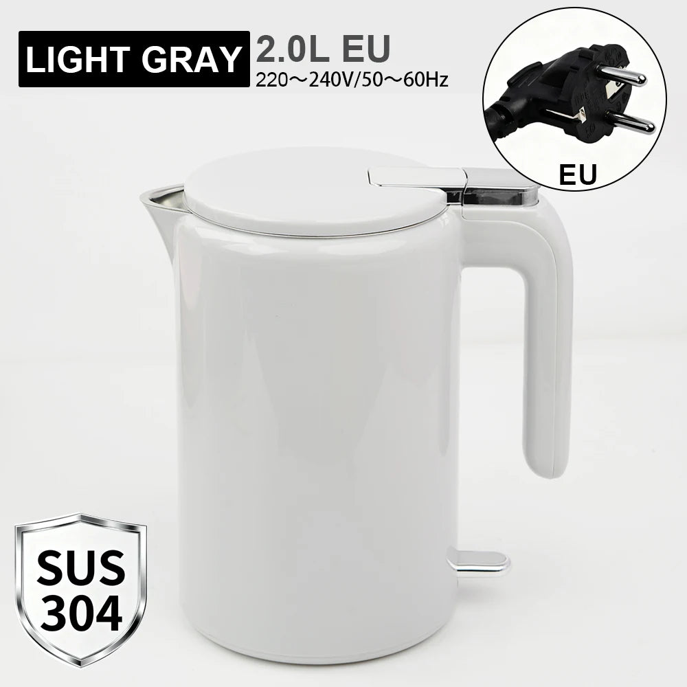Purilite Select 2.0L 304 Stainless Steel Electric Kettle | Double-Layer Anti-Scald Fast Boiling Water Boiler