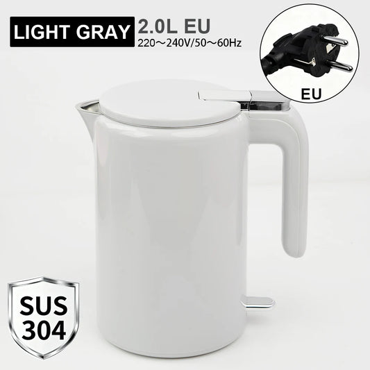 Purilite Select 2.0L 304 Stainless Steel Electric Kettle | Double-Layer Anti-Scald Fast Boiling Water Boiler