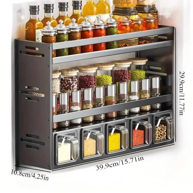 Purilite Select Wall-Mounted Kitchen Spice Rack Storage Set