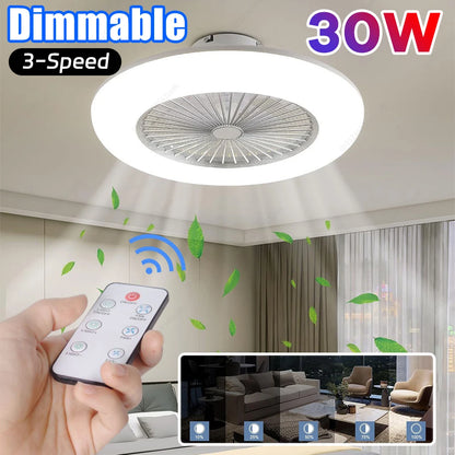 Purilite Select 2-in-1 Ceiling Fan LED Light | E27 Base | Remote Control | Stepless Dimmable | Silent Modern Fan Lamp