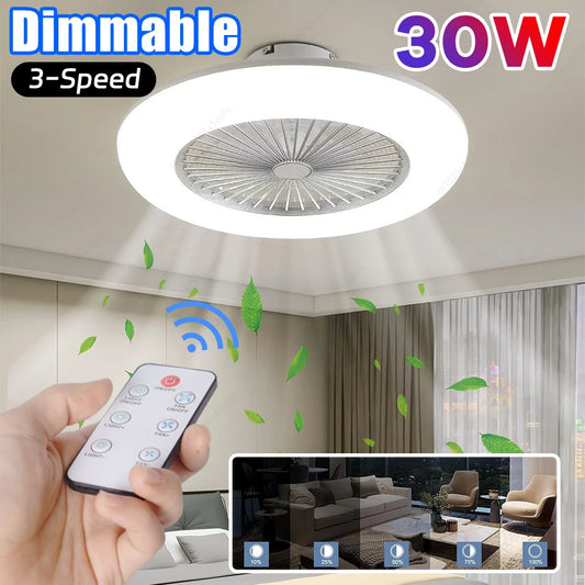 Purilite Select 2-in-1 Ceiling Fan LED Light | E27 Base | Remote Control | Stepless Dimmable | Silent Modern Fan Lamp