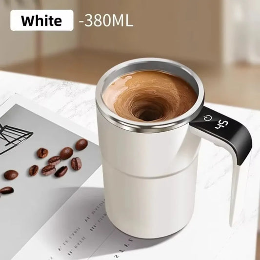 380ML Mini Electric Coffee Cup With Cover Rotating Blender Automatic Mixing Cup USB Charging LED Temperature Display