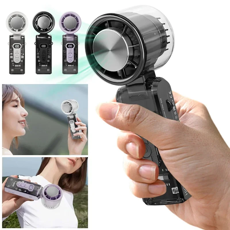 Purilite Select High-Speed Folding Refrigeration Fan – Digital Display Mini Portable USB Charging Fan