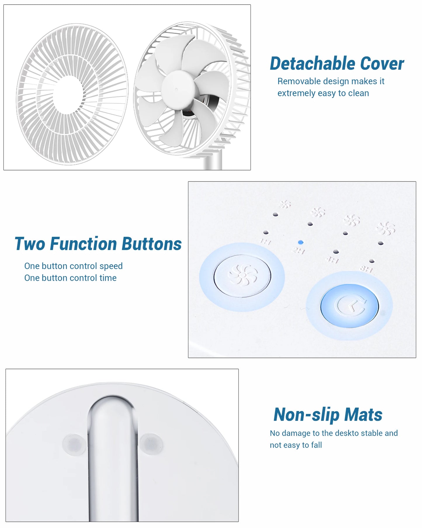 Purilite Select USB Foldable Mini Fan | 4 Speed Portable Table Fan | Battery Operated with Timer for Indoor & Outdoor Use