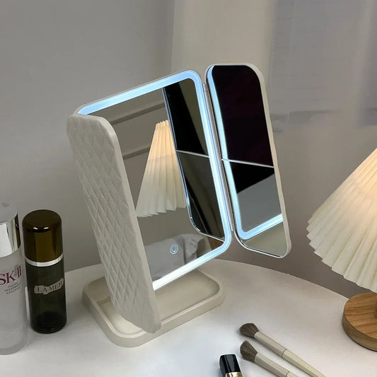 Purilite Select Trifold Makeup Mirror LED Lights | Smart Beauty Light-Up Mirror | Dorm Dressing and Complementary Fill Light