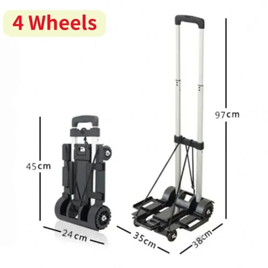 Purilite Select Handheld Foldable Shopping Cart | Multi-Functional Aluminum Alloy Trolley | Portable Grocery & Camping Utility Cart