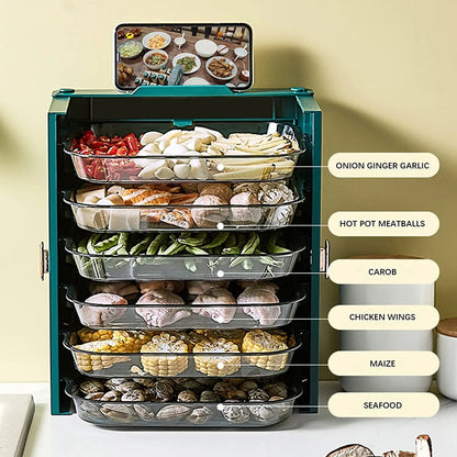 Purilite Select Foldable 6 Layer Kitchen Dish Tray Rack | Multi-Functional Side Dish Organizer | Drawer Design Storage Rack | Wall Mounted Kitchen Storage