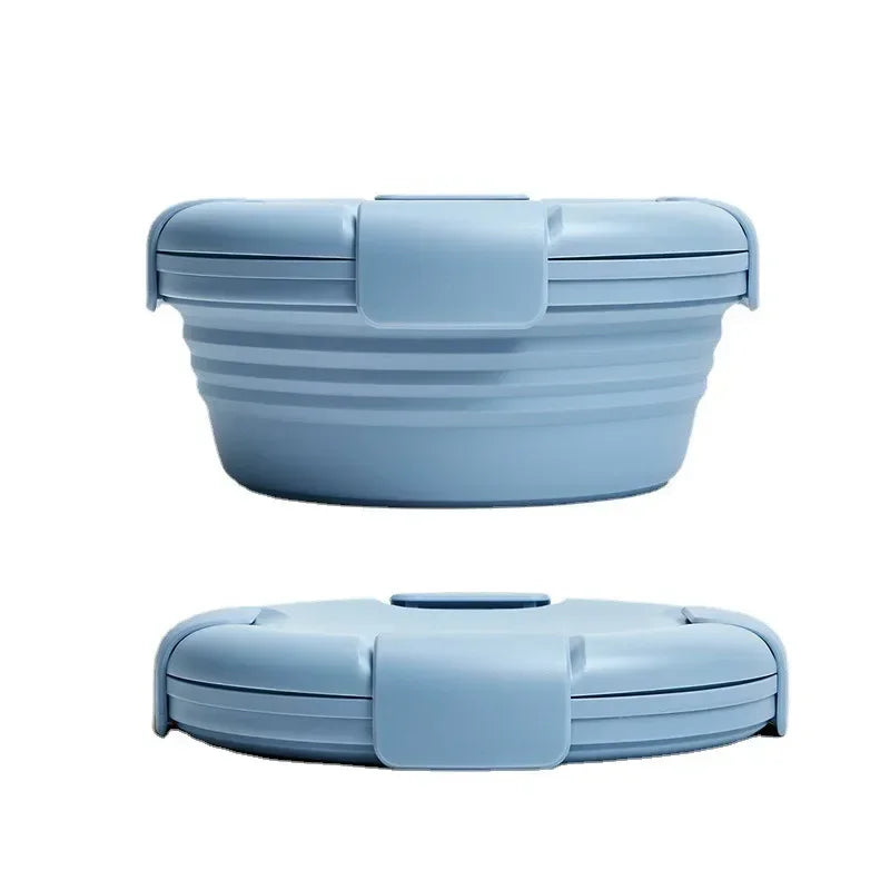 Purilite Select Silicone Folding Lunch Box Set of 3 Portable Collapsible Bowls 1100ml Leak-Resistant Food Storage Containers with Lids