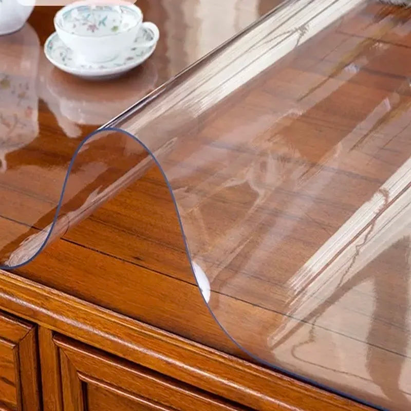 Purilite Select Transparent PVC Table Cloth | Clear Waterproof Oilproof Heat Resistant Table Mat | Non-Slip Washable Dining Table Cover | Kitchen & Restaurant Use