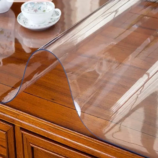 Purilite Select Transparent PVC Table Cloth | Clear Waterproof Oilproof Heat Resistant Table Mat | Non-Slip Washable Dining Table Cover | Kitchen & Restaurant Use