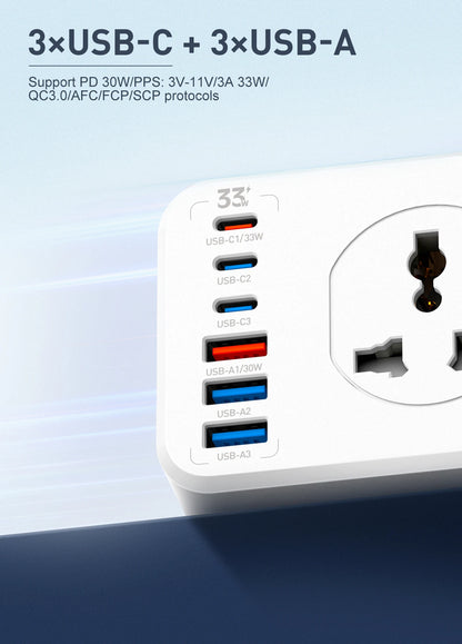 Purilite Select | LDNIO Multi 10-Outlet Power Strip | Universal Socket with USB-C PD & QC Fast Charging | 33W | 2m Extension Cable | Surge Protector