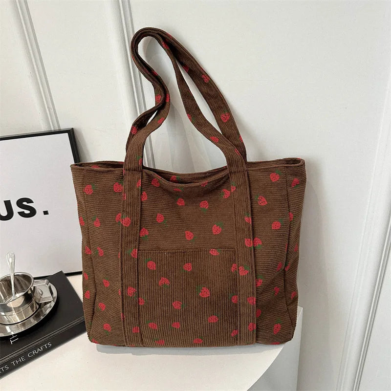 Purilite Select Corduroy Strawberry Tote Bag
