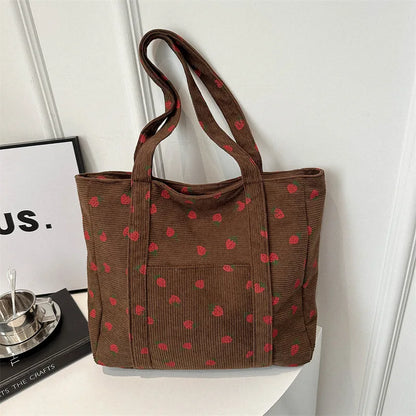 Purilite Select Corduroy Strawberry Tote Bag