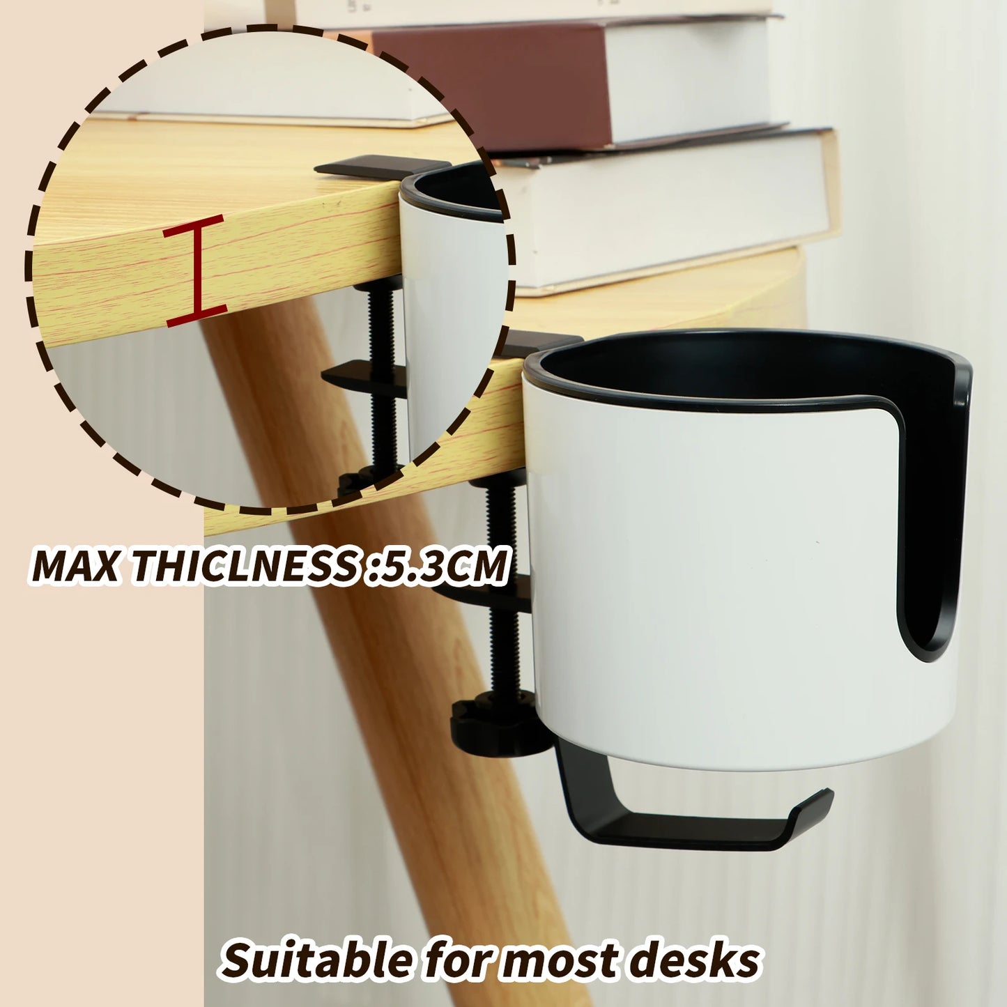 Purilite Select 2-in-1 Desk Cup Holder | Adjustable Clamp Mug & Headphone Holder | Space-Saving Desk Organizer