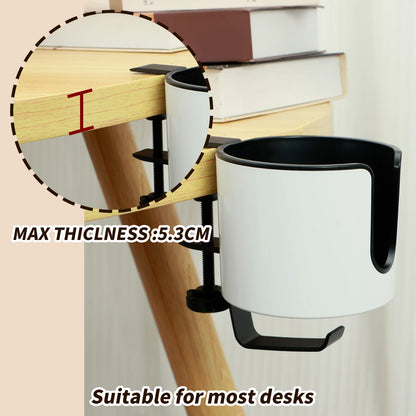 Purilite Select 2-in-1 Desk Cup Holder | Adjustable Clamp Mug & Headphone Holder | Space-Saving Desk Organizer