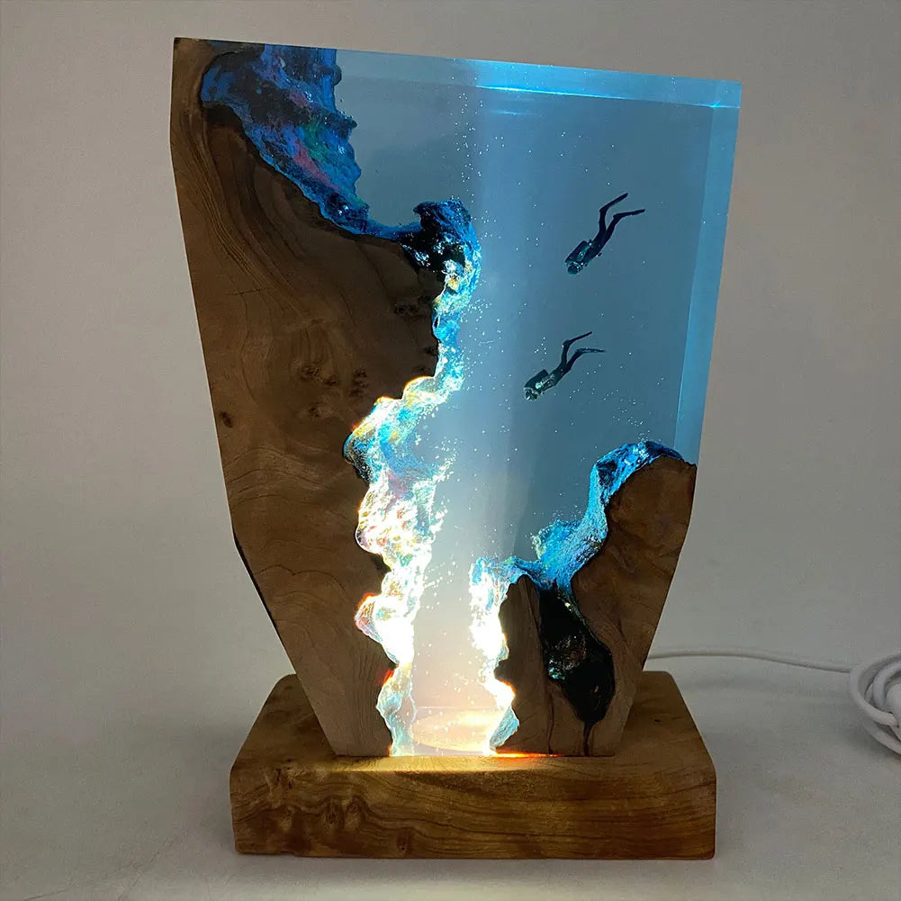 Purilite Select Seabed Exploration Resin Table Light | Deep Sea Diver Night Lamp | Artistic Desk & Bedroom Decor
