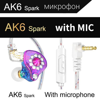Purilite Select QKZ AK6 Copper Driver HiFi Wired Earphones 3.5MM