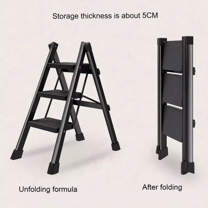 Purilite Select Folding Lightweight Step Ladder | Portable Kitchen Step Stool | Anti-Slip Pedal Ladder for Adults | Multi-Functional Closet Stool
