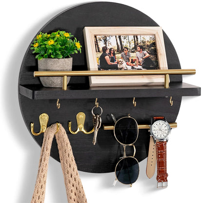 Purilite Select Wooden Wall-Mounted Key Holder with Shelf