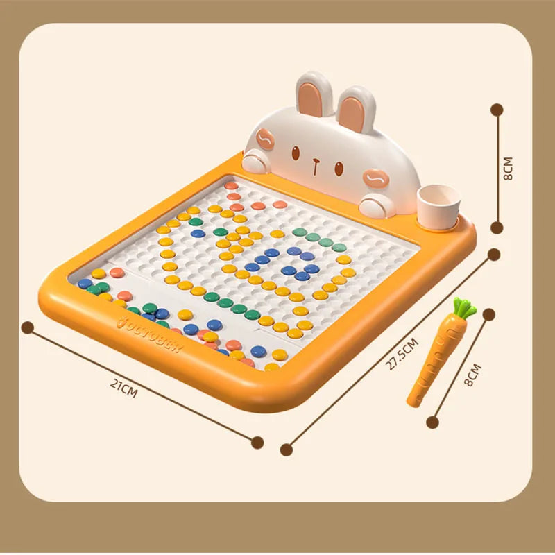 Purilite Select Rabbit Magnetic Drawing Board for Kids – Montessori Magnetic Bead Doodle Toy with Pen & Cards