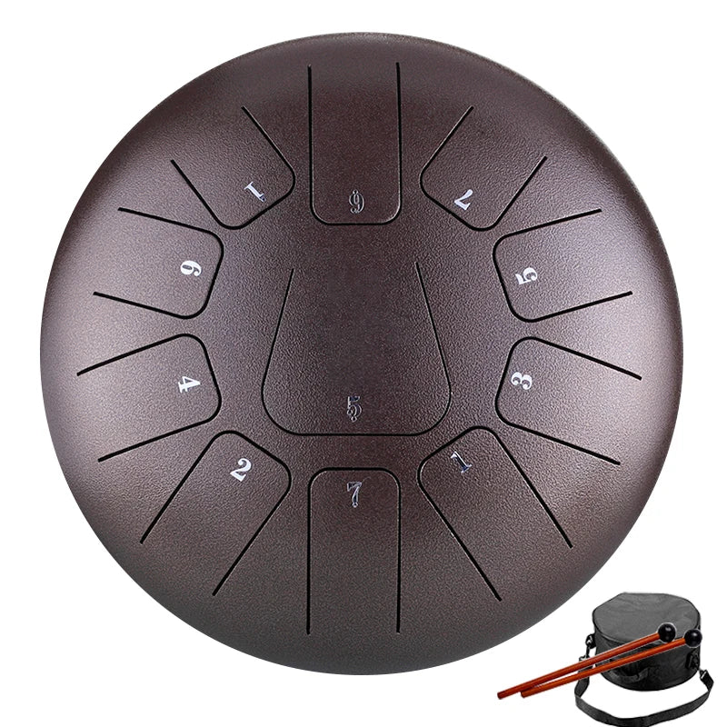 Purilite Select | 8 Inch Steel Tongue Drum 11 Notes | Key of F Handpan Drum | Meditation Yoga Musical Instrument with Carry Bag