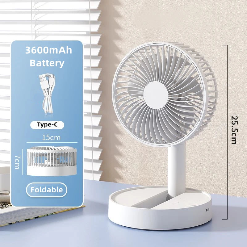 Purilite Select USB Foldable Mini Fan | 4 Speed Portable Table Fan | Battery Operated with Timer for Indoor & Outdoor Use