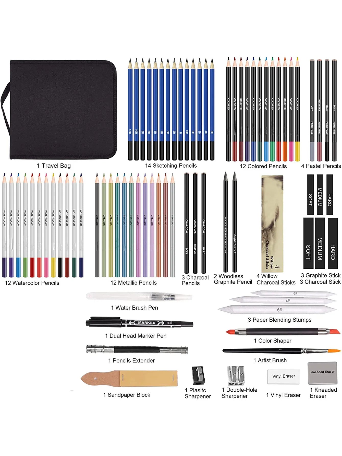 Purilite Select 83-Pack Diverse Art Pencils & Sketching Art Set for Beginners, Professionals, Teens & Adults