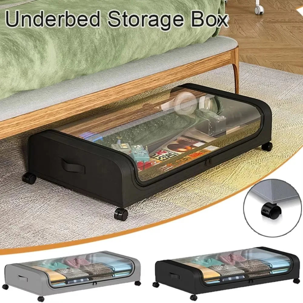 Purilite Select Under Bed Storage Box | Large Capacity Foldable Moistureproof Clothing Organizer | Wheeled Quilt Storage Bag for Bedroom