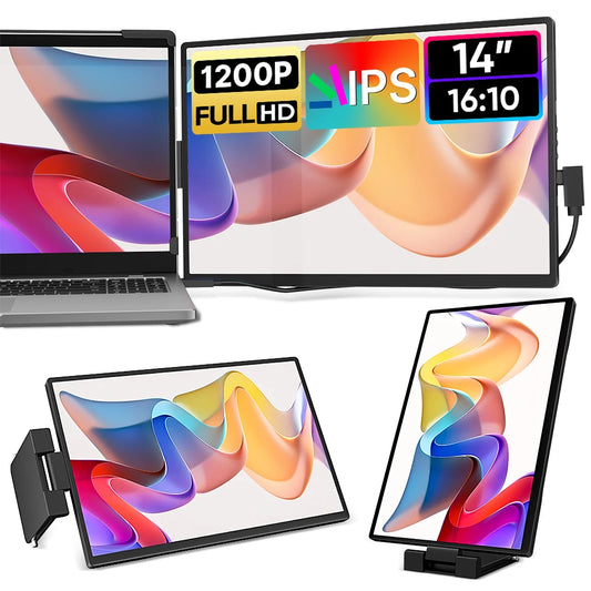 Purilite Select 14.1 Inch Portable Monitor | 1200P FHD IPS Screen | Single or Dual Laptop Screen Extender with Type-C