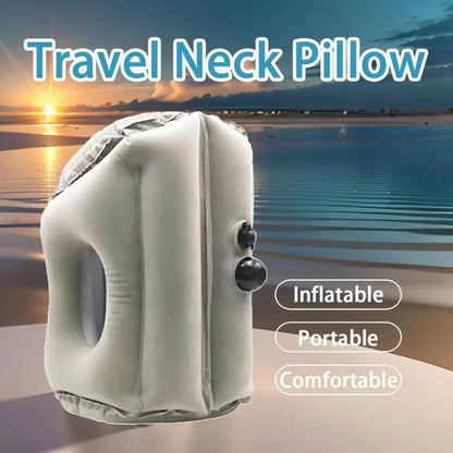Purilite Select Inflatable Travel Pillow | Flocking Sleeping Pillow | U-Shape Neck Cushion | Long Distance Travel | Aircraft Lunch Rest Pillow