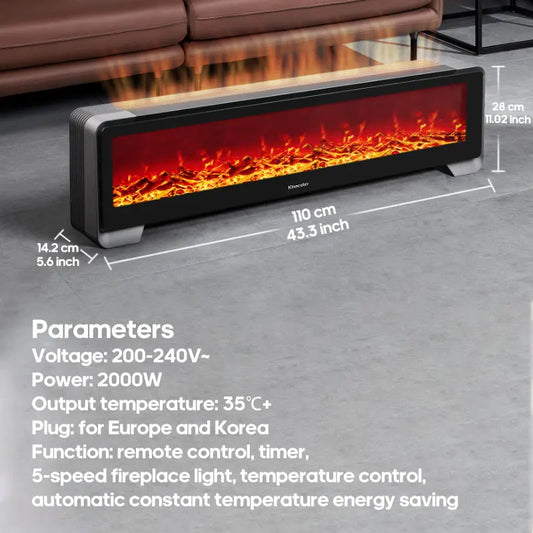 Purilite Select Baseboard Heater 2000W Electric Space Convector Heater