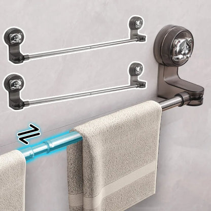 Purilite Select Suction Cup Retractable Towel Bar pair | Wall Mounted Non-Drill Adjustable Holder | Waterproof Multipurpose Rack Set of 2
