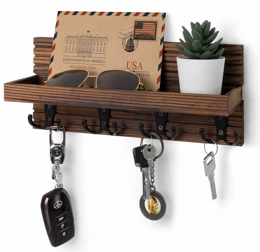 Purilite Select Wooden Key Holder with Mail Organizer