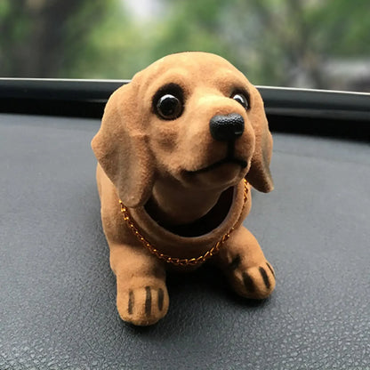 Purilite Select Bobble Head Dog Car Dashboard Ornament Resin Nodding Dog Figure for Vehicle Home and Office Decoration (Set of 2)