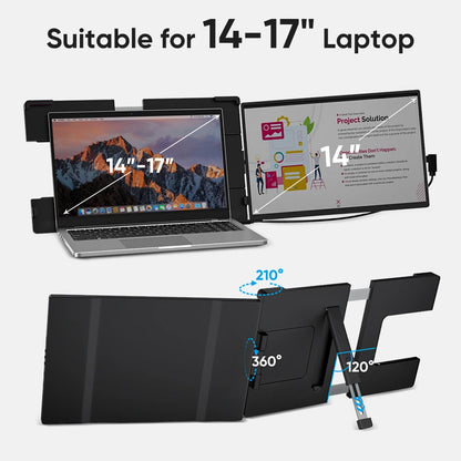 Purilite Select 14.1 Inch Portable Monitor | 1200P FHD IPS Screen | Single or Dual Laptop Screen Extender with Type-C