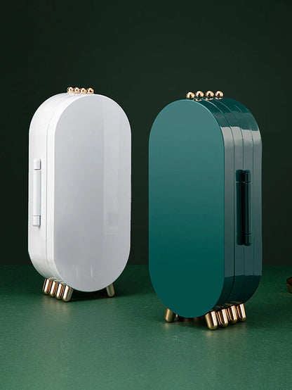 Purilite Select Jewelry Storage Box | Earrings & Necklace Organizer | Household Display Rack | Portable Jewelry Carrying Case | With Mirror