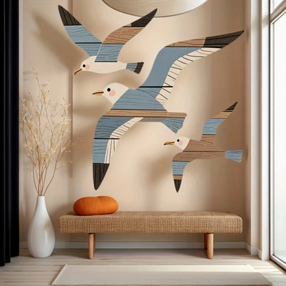 Purilite Select 3PCS Wooden Seagull Wall Decorations