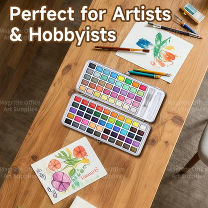 Purilite Select Watercolor Paint Set – 90 Bright Colors with Water Pens for Artists & Hobbyists