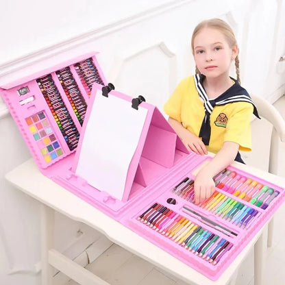 Purilite Select 208-Piece Kids’ Art Set with Easel, Colored Pencils, Watercolor Pens & Sketch Book – Complete Creative Painting Kit for Young Artists