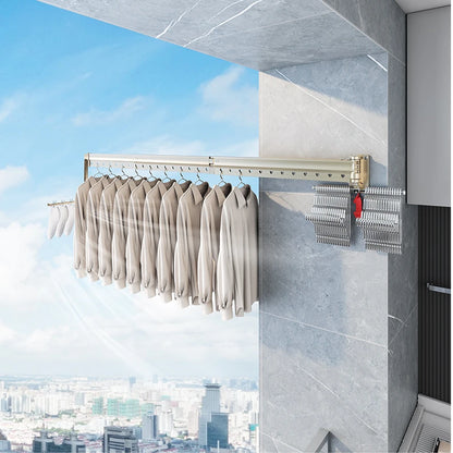 Purilite Select Foldable Wall Mounted Clothes Drying Rack | Aluminum Alloy Windproof Multi-Function Sweater & Clothing Organizer